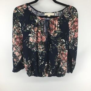 Anthropologie Lovestitch Floral Peasant Top